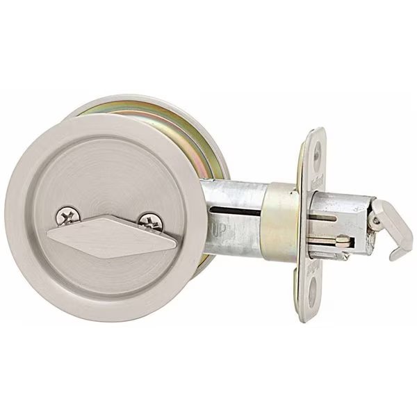 Round Privacy Pocket Door Lock Satin Nickel Finish, Kwikset, Mfr#: 335-15